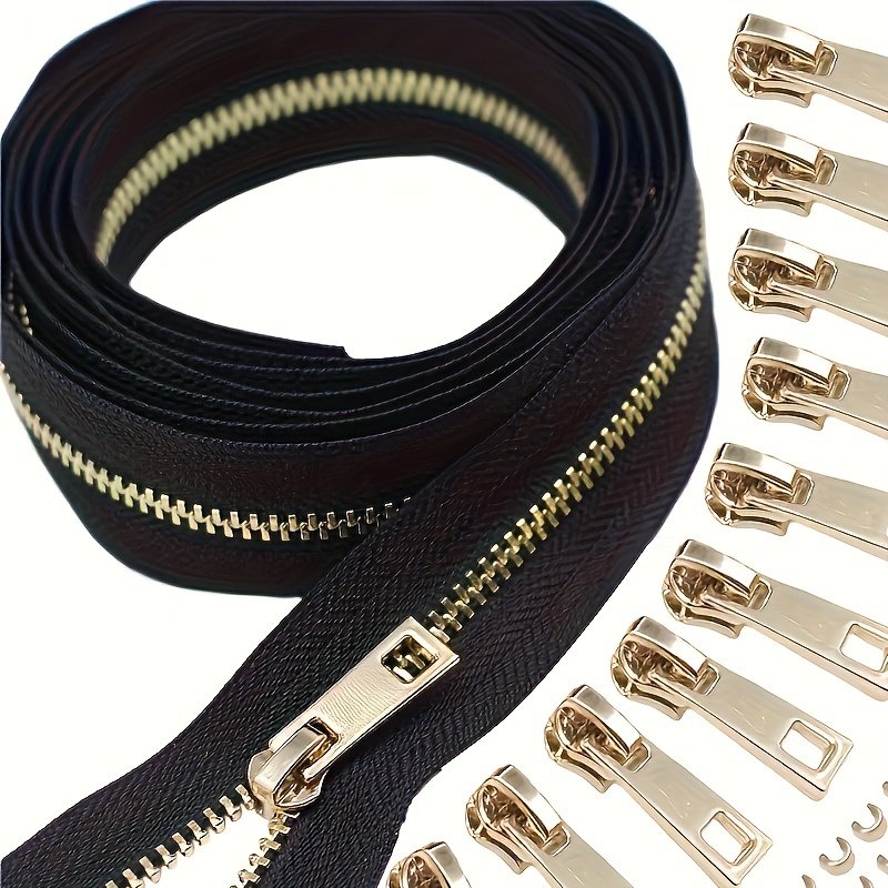 1/2Meters 3# Metal Zippers Roll with Slider Gold Teeth Zip Tape for