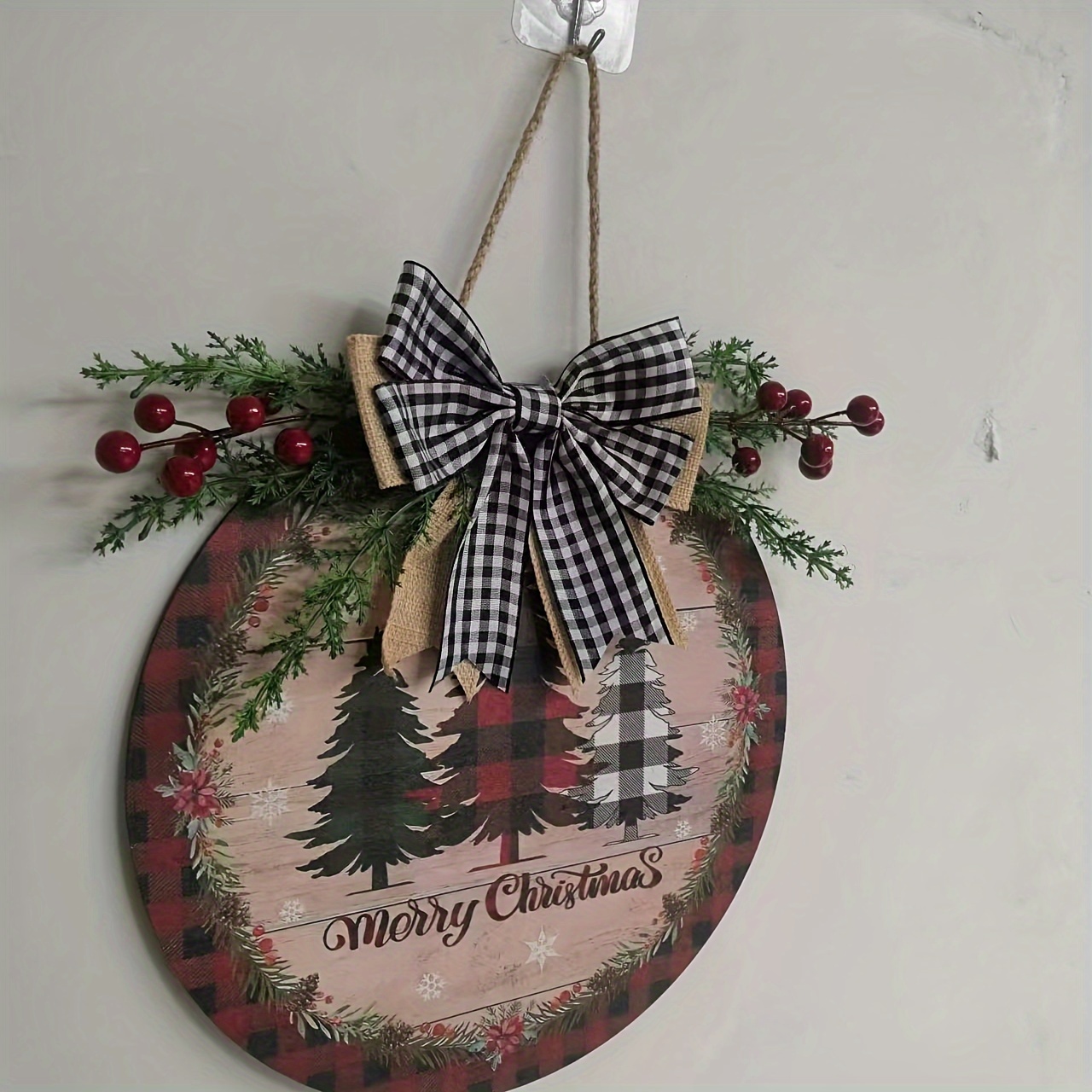 Merry Christmas Porch Sign Buffalo Check Plaid Christmas - Temu