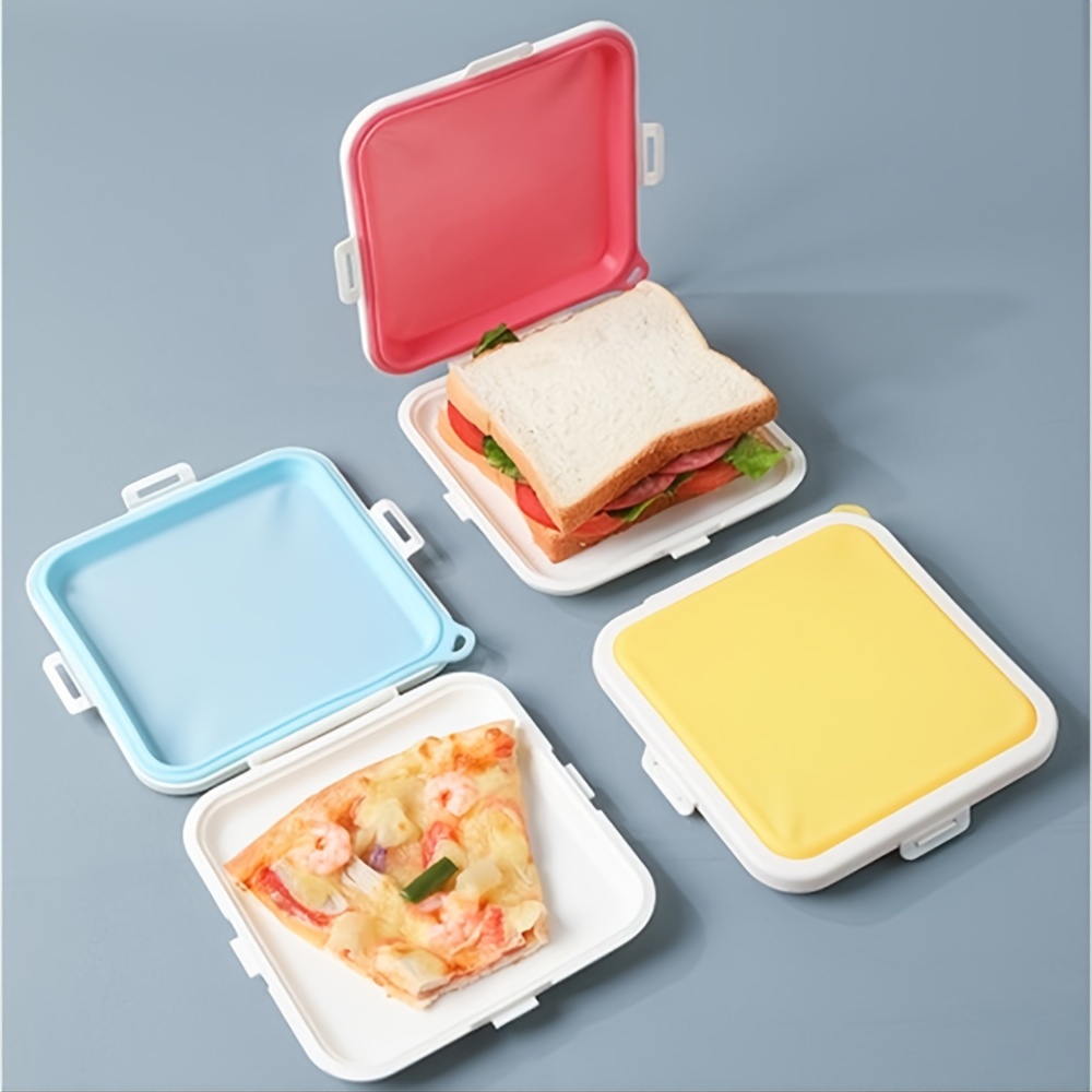1 Set, Pizza Storage Container With 5 Microwavable Serving Trays,15.8 Oz Of  High-quality Silicone, Reusable Expandable Silicone Pizza Slice Keeper