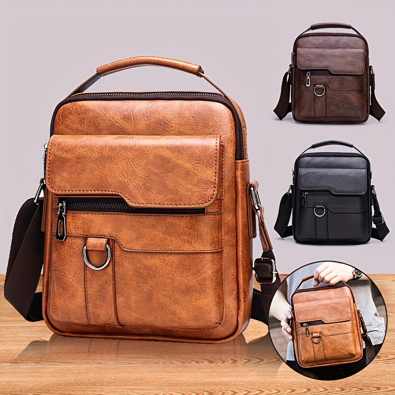 Classic Men s Crossbody Bag Pu Leather Large Capacity Bag Temu