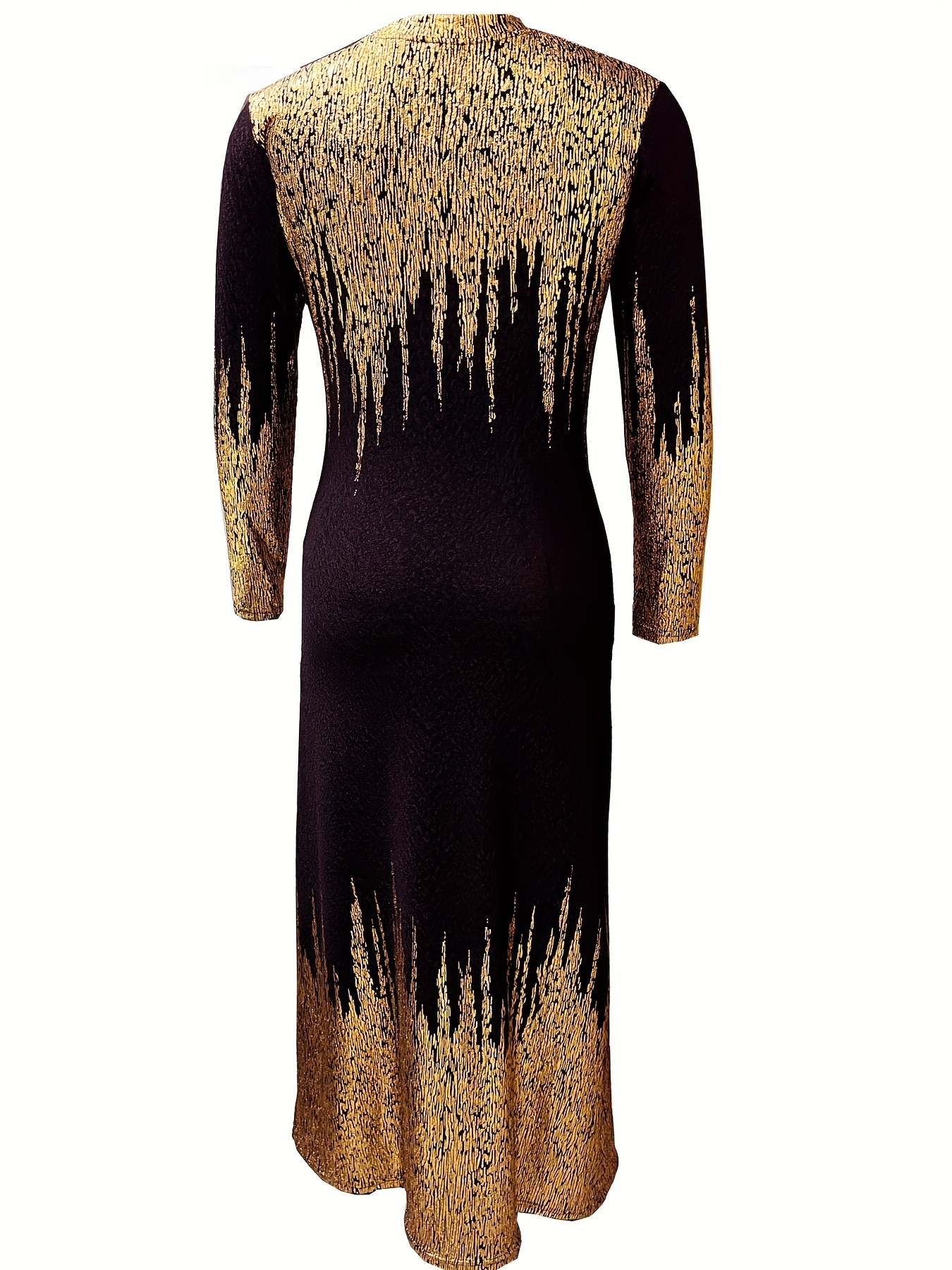 elegant black golden gradient maxi dress women long sleeve - Temu Mauritius
