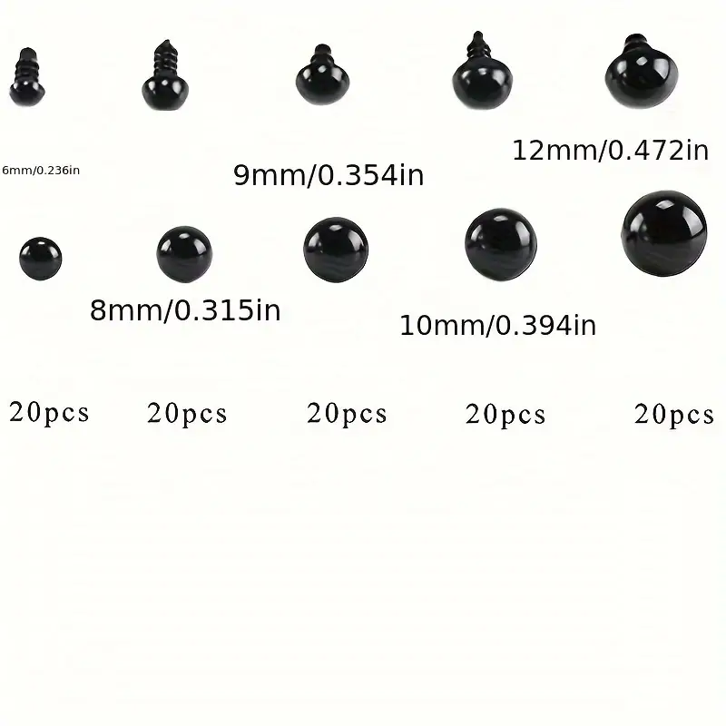 100pcs 6-12mm Black Plastic Crafts Safety Eyes For Teddy Bear Soft Doll  Animal Doll Amigurumi Diy Accessories, Shop The Latest Trends