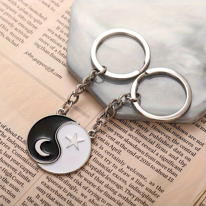 pair cute star moon yin yang keychain keyring cartoon Temu