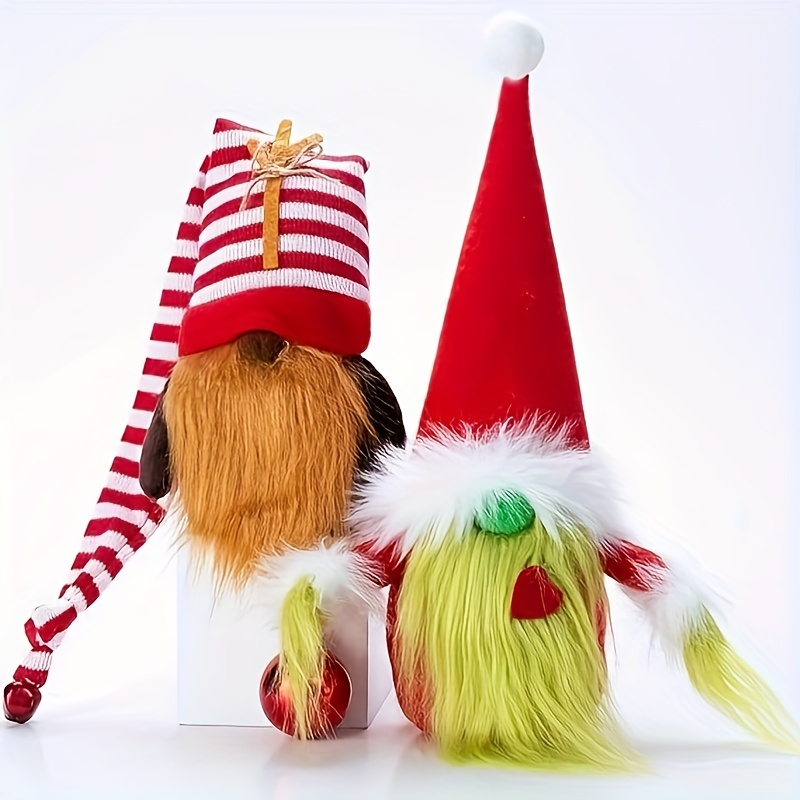 Gnome Christmas Decorations with LED Light, Handmade Swedish Tomte Gnomes, Scandinavian Santa Elf Plush Table Ornaments, Nordic Nisse Figurine Holiday