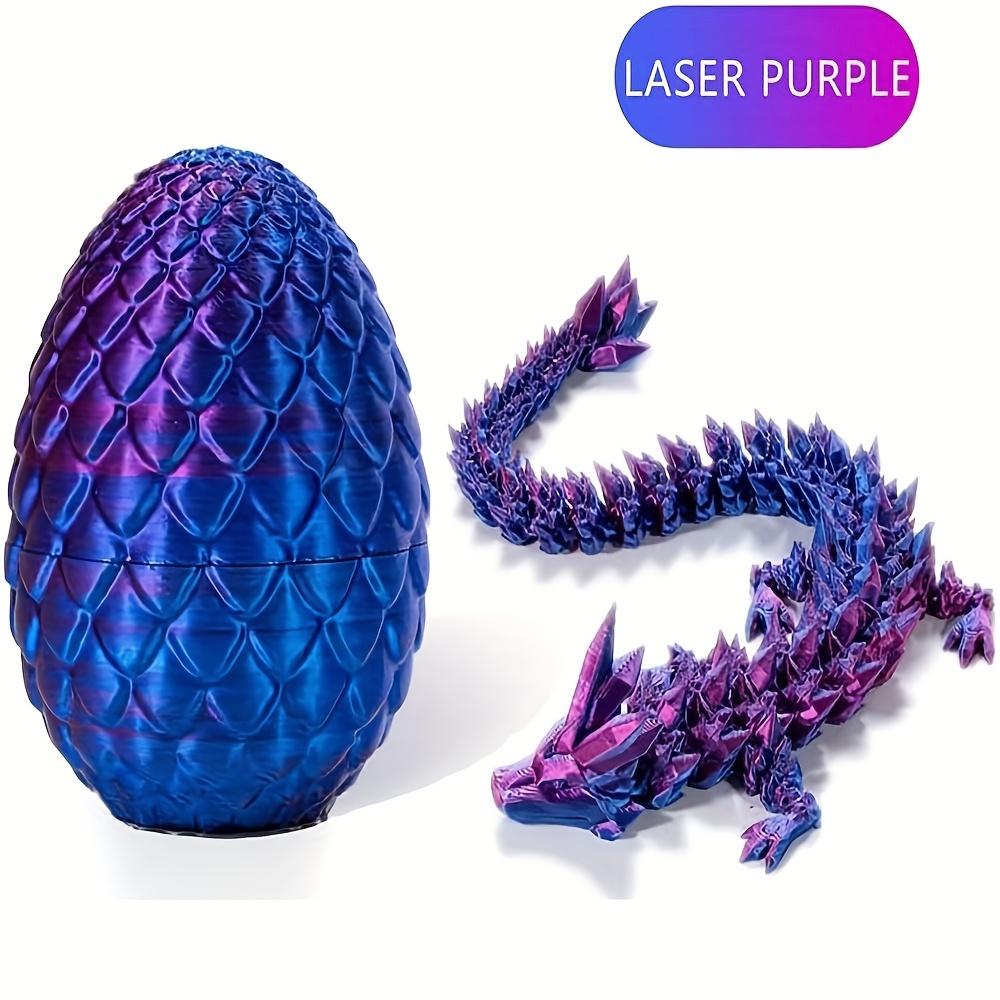 HAWAKA 3D Printed Mystery Dragon,Dragon Fidget Toy Surprise,Crystal Dragon  with Dragon Inside Fidget Toy,Articulated Pye Dragon (Purple)