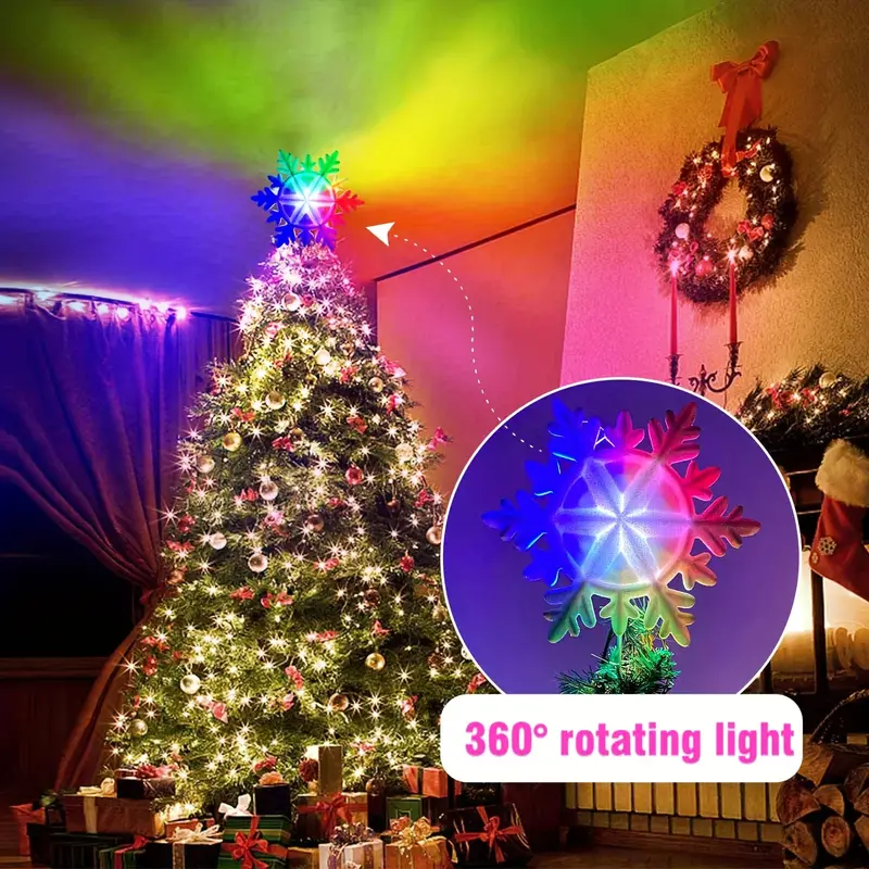 Lighted Christmas Tree Topper Led White Snowflake - Temu