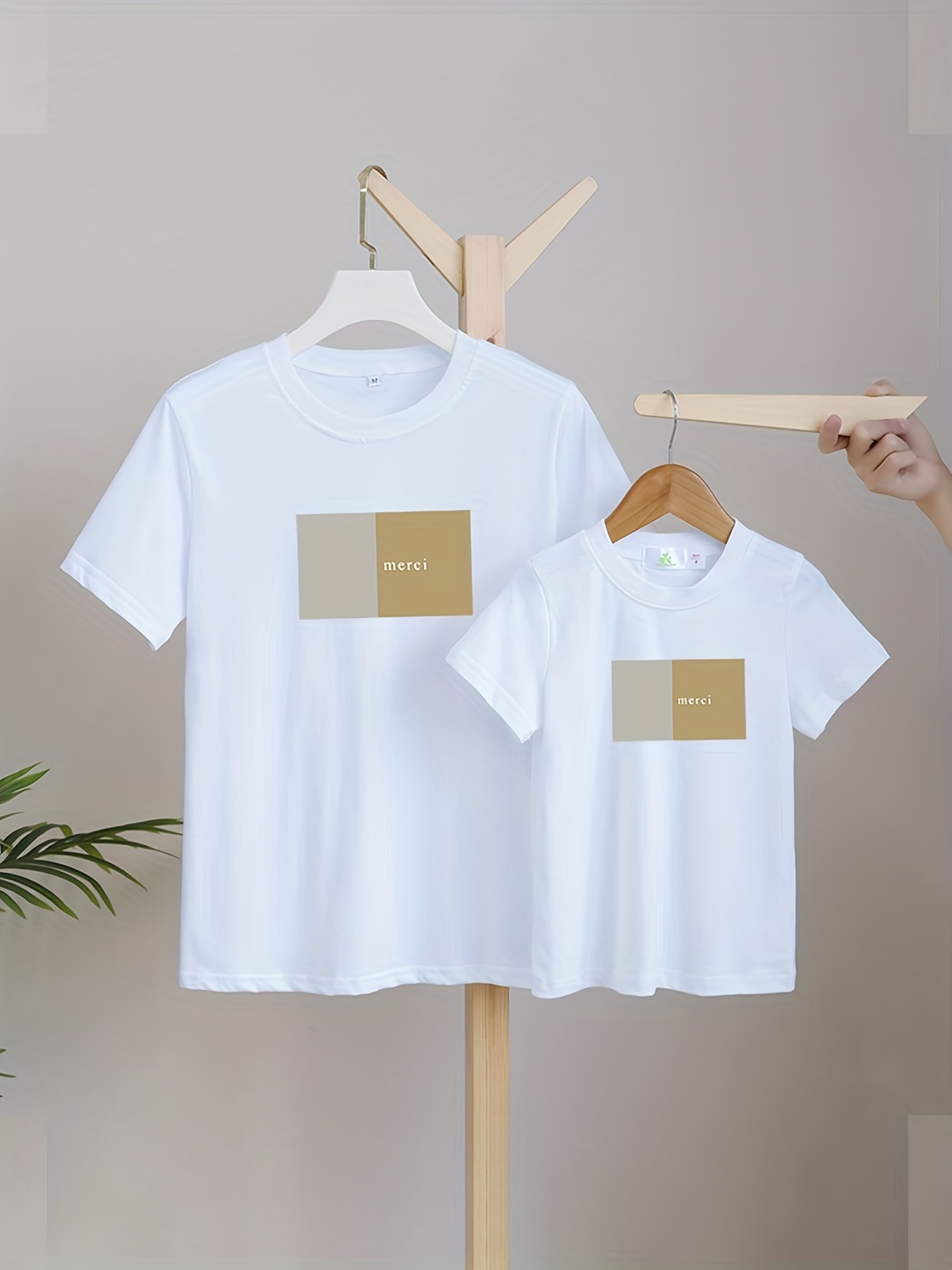 Matching Family White T-Shirts Mockup, 4 Parents Kids Shirts By