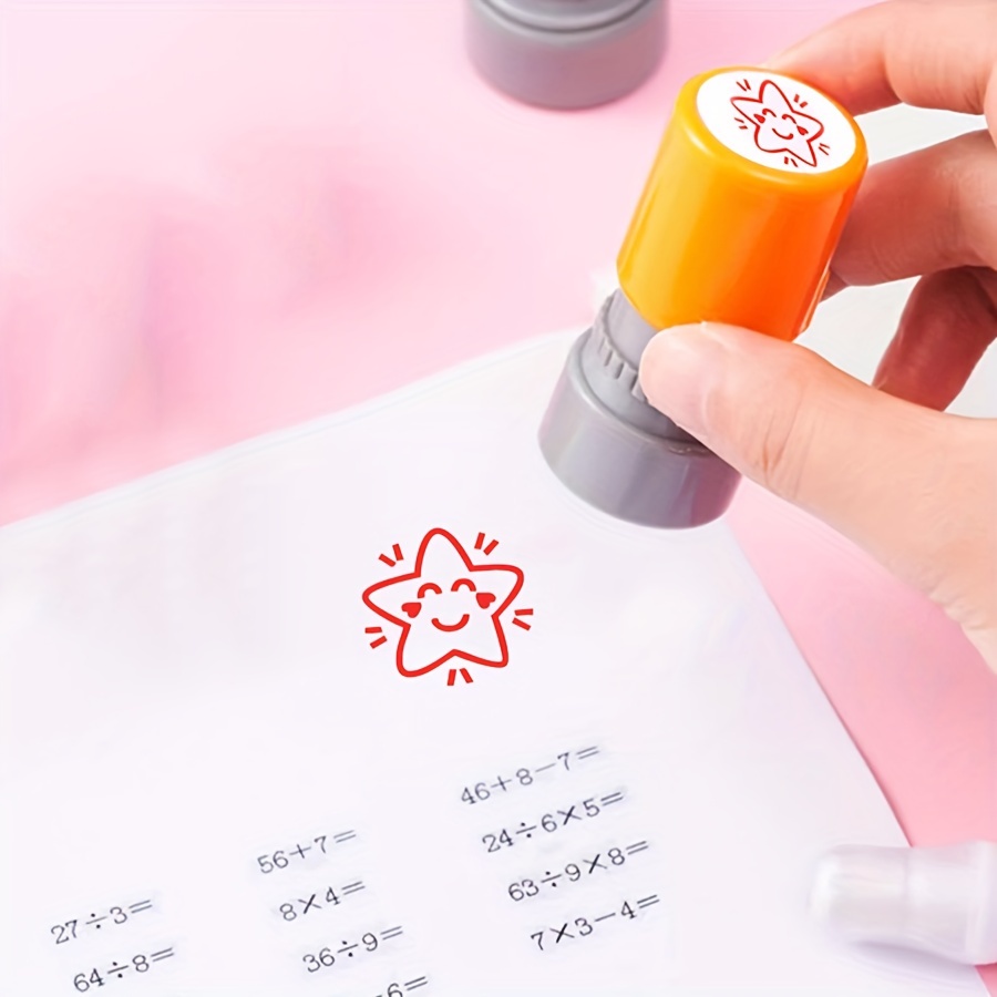 

1pc Random Color Teacher's Comment Five-pointed Star Stamp Cute Cartoon Stamp For Children Elementary School Teacher To Change Homework Praise Point Like Fun Small Stamp