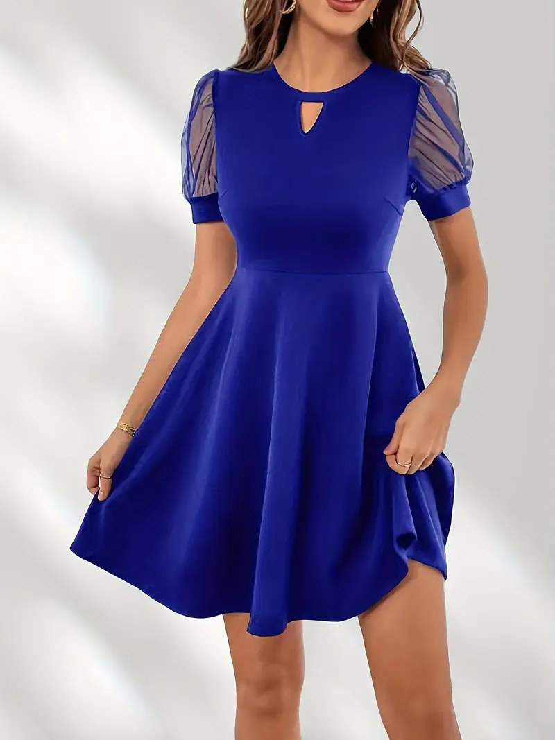 womens elegant a line blue dress short sleeve round neck - Temu Georgia womens elegant a line blue dress short sleeve round neck - Temu Georgia