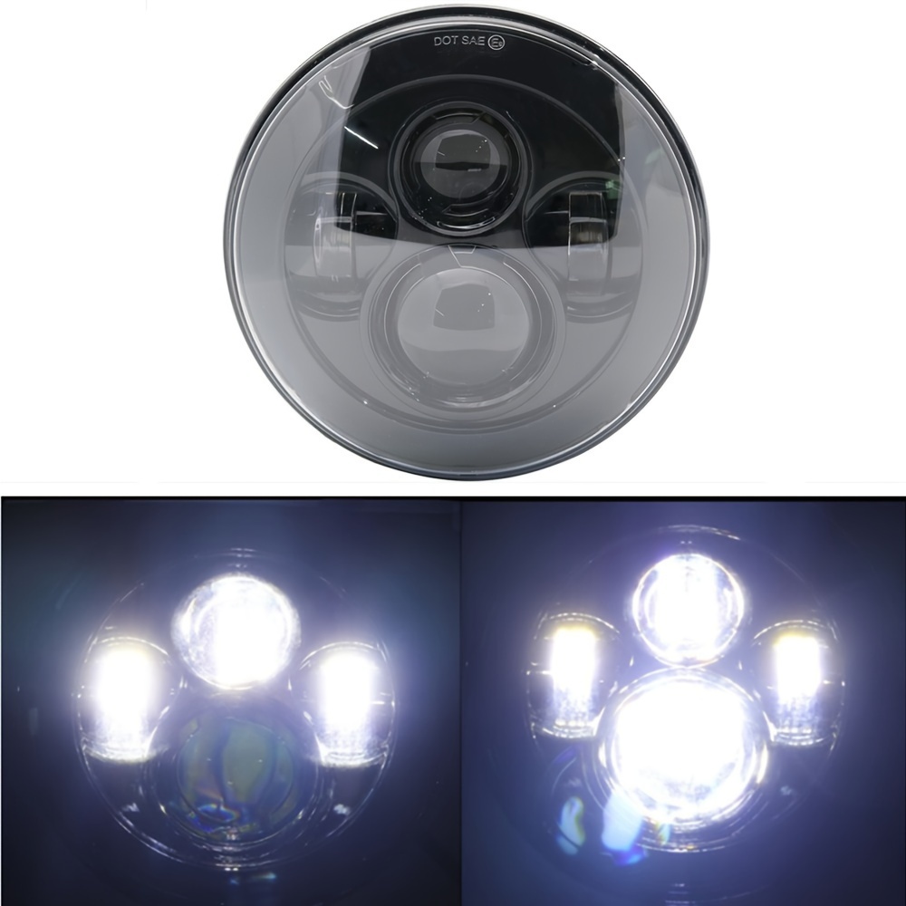 Black/chrome Led Headlight Motorcycle Hi/low Beam H4 Plug - Temu