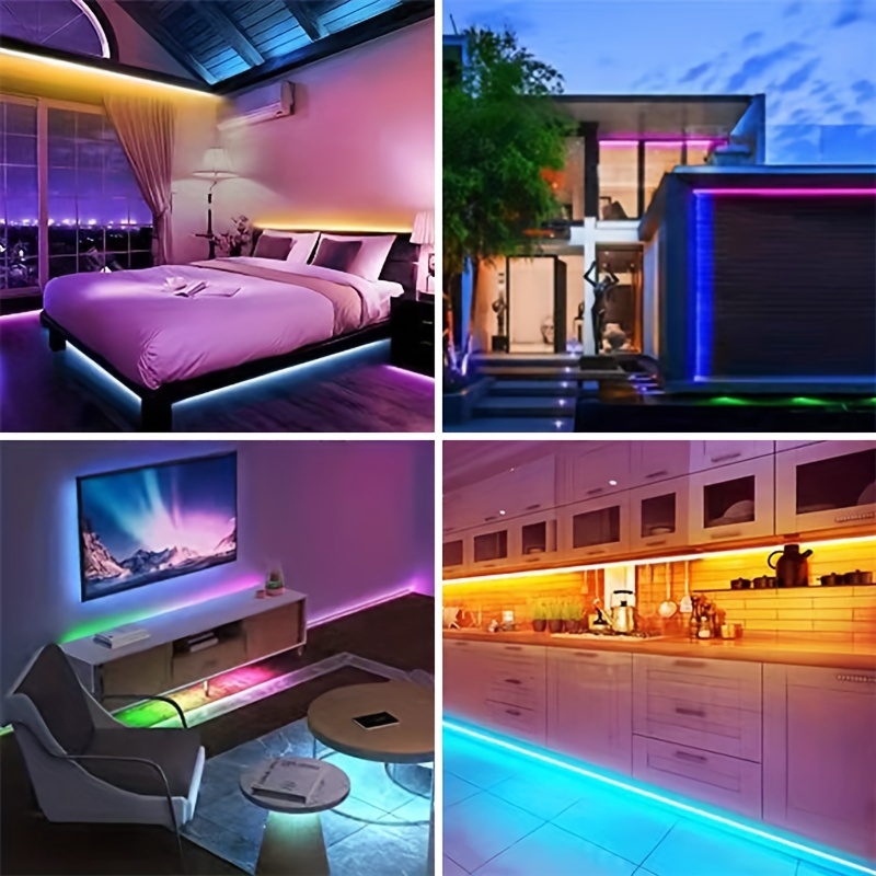  Luces LED para dormitorio, tira de luces LED de 50 pies,  sincronización de música, luces LED que cambian de color con aplicación y  control remoto IR para dormitorio, habitación, decoración del