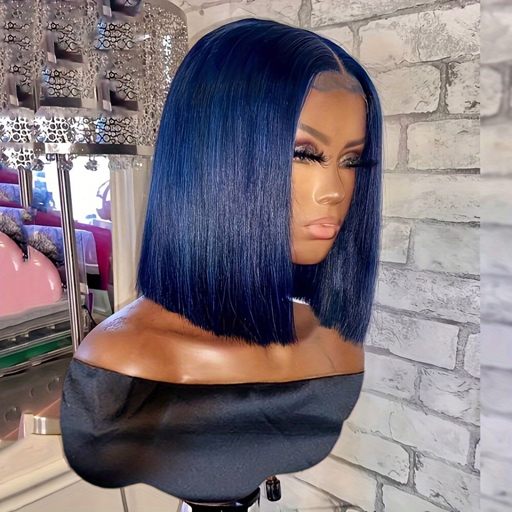 Black and blue on sale human hair wigs