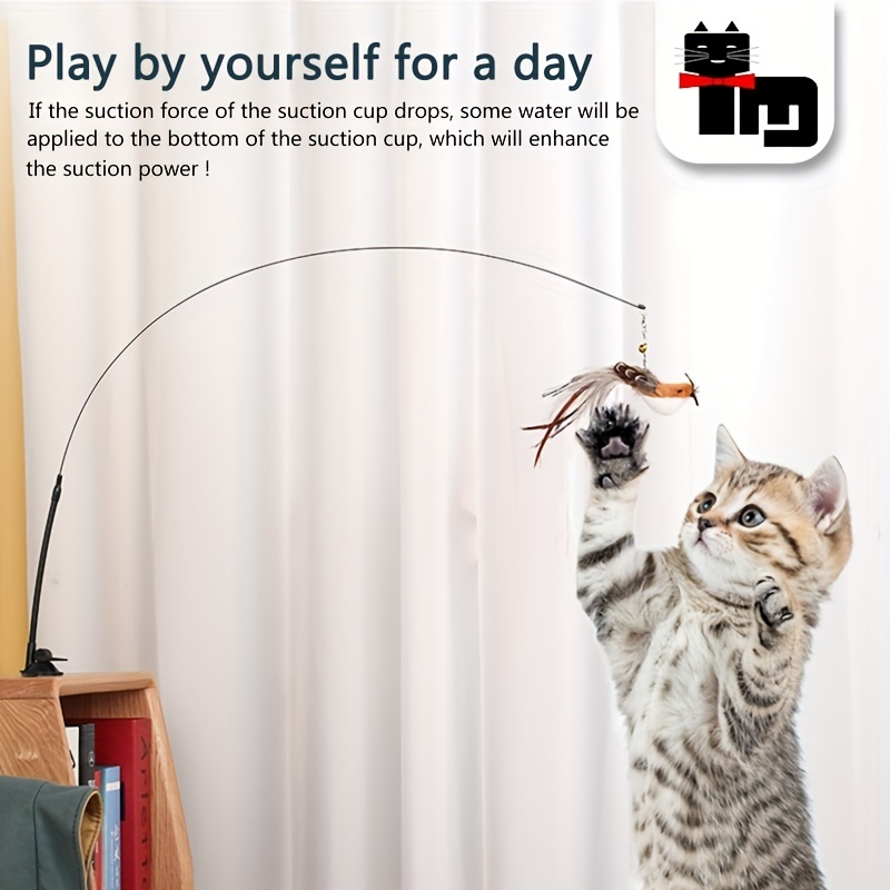 Cat Feather Toys With Bell And Suction Cup, Interactive Kittens
