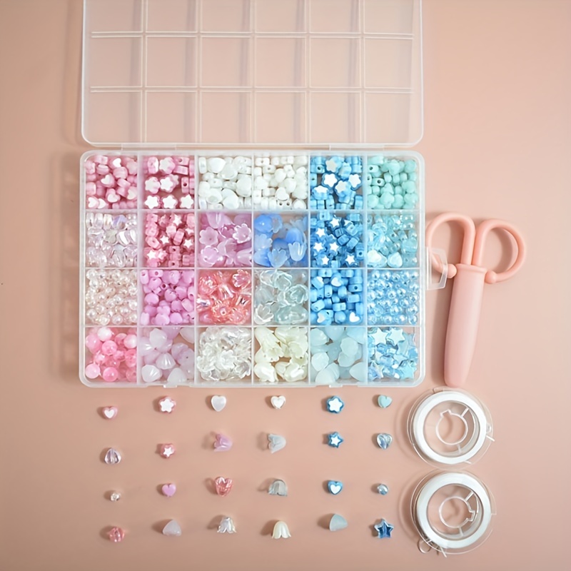 Kit para hacer pulseras con cuentas de colores transparentes - Temu