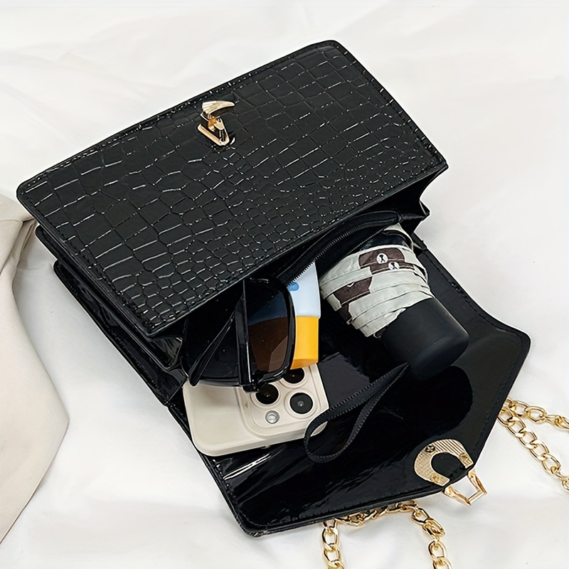 Crocodile Pattern Crossbody Bag Chain Shoulder Bag
