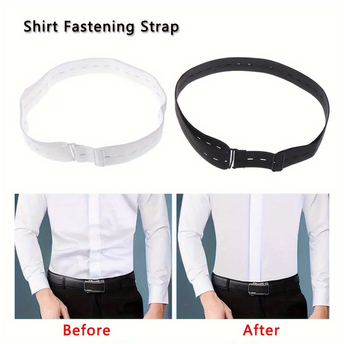 Black Shirt Stay Belt for Men Women Keep Shirt Tucked In Adjustable Elastic  Non-slip Wrinkle-Proof Shirt Holder Strap Lock Belt