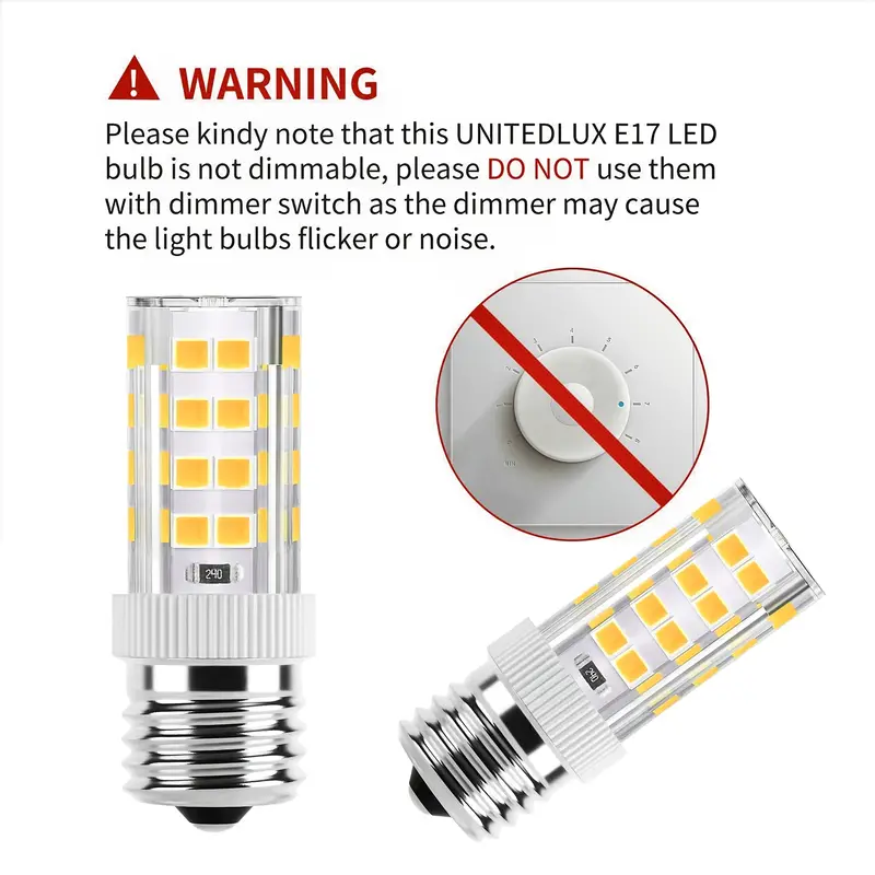 Ruibeauty E17 LED Bulb Dimmable, 4W Microwave Oven Bulb, Warm White 3000K, 40W Incandescent Bulb Replacement for Microwave, Over Stove Appliance
