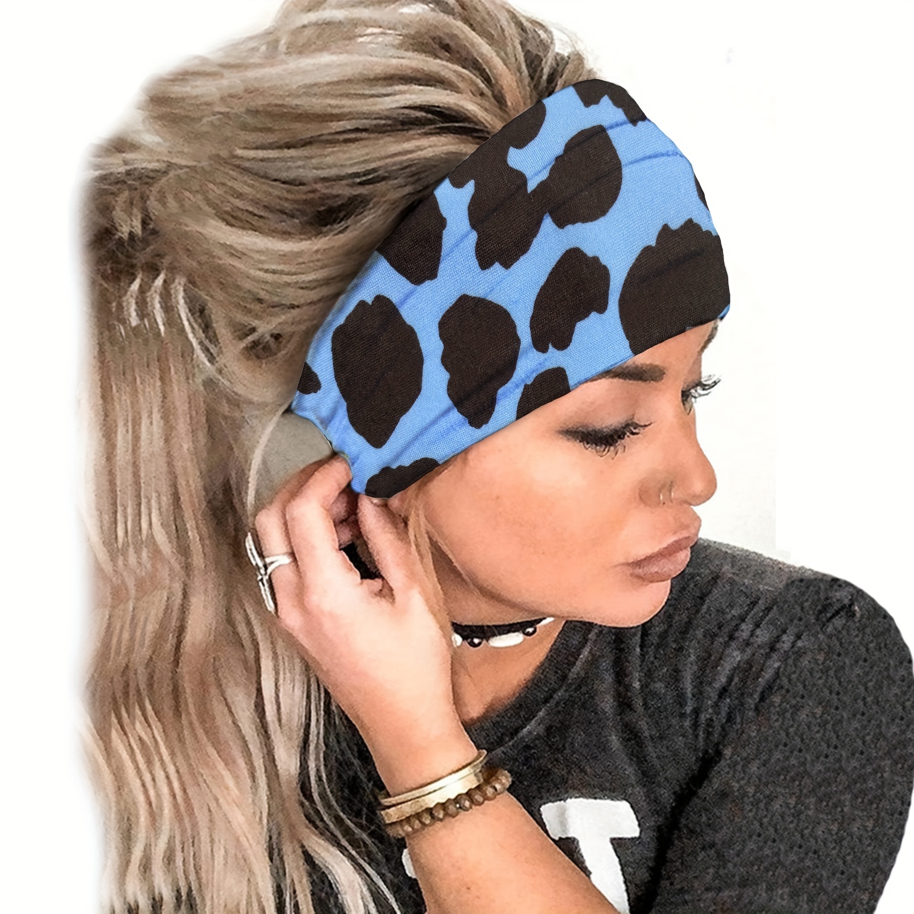 Leopard Pattern Sports Headbands Women Sweat Absorbing - Temu Canada