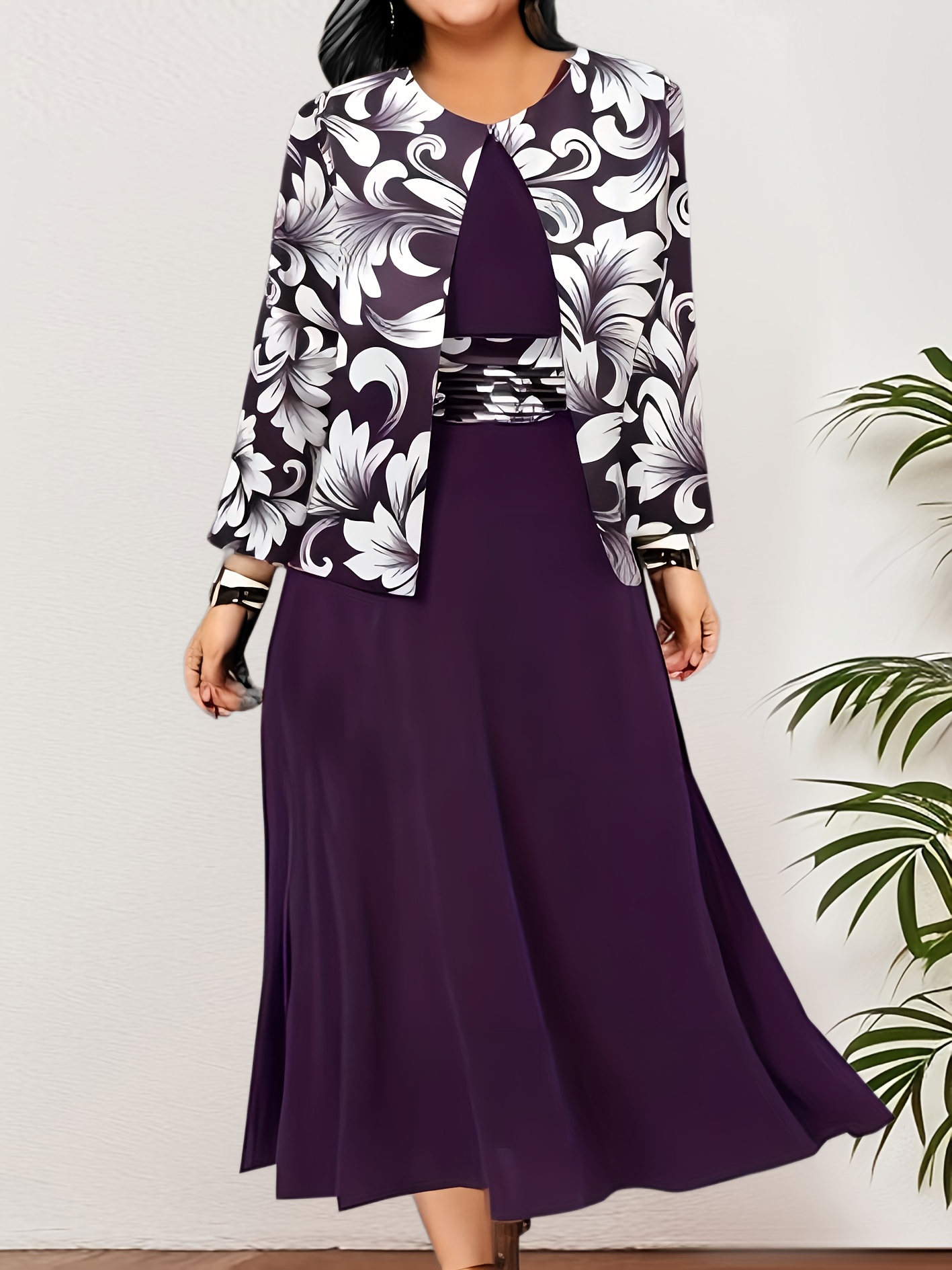 Womens Two Piece Sets Outfit Elegant Long Sleeve Floral Print