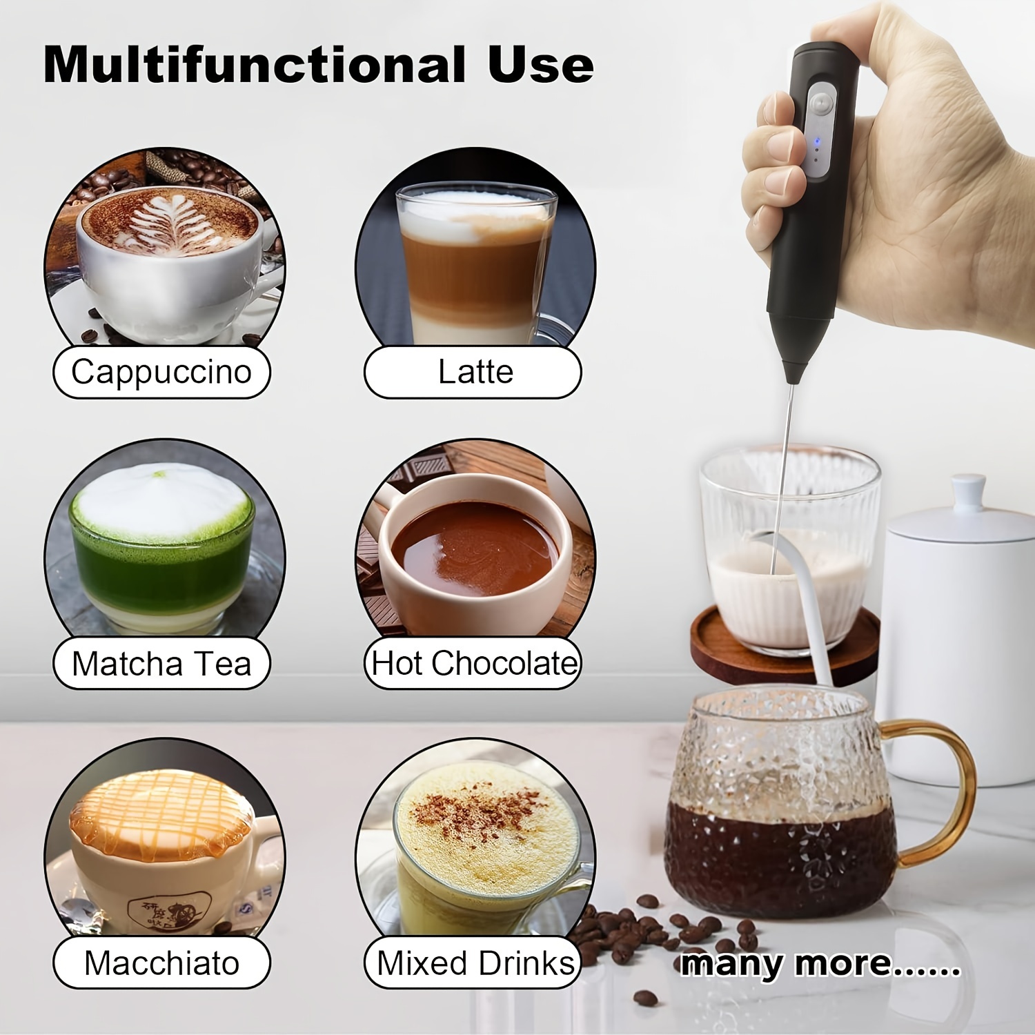 1pc rechargeable milk frother automatic handheld foam maker electric milk frother details 2