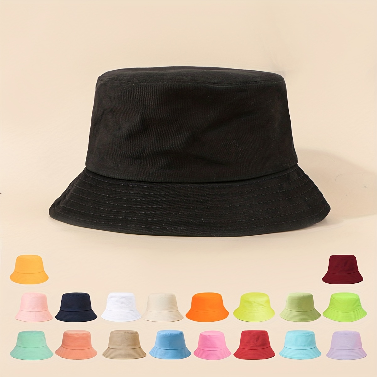 Candy Color Y2K Bucket Hat Cotton Simple Casual Basin Hat Lightweight Couple Fisherman Hats for Women Men,Temu