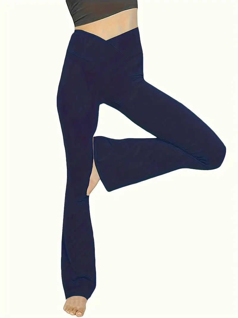 High Waist Yoga Pants Flared Legs High Stretch V Cut Waist - Temu