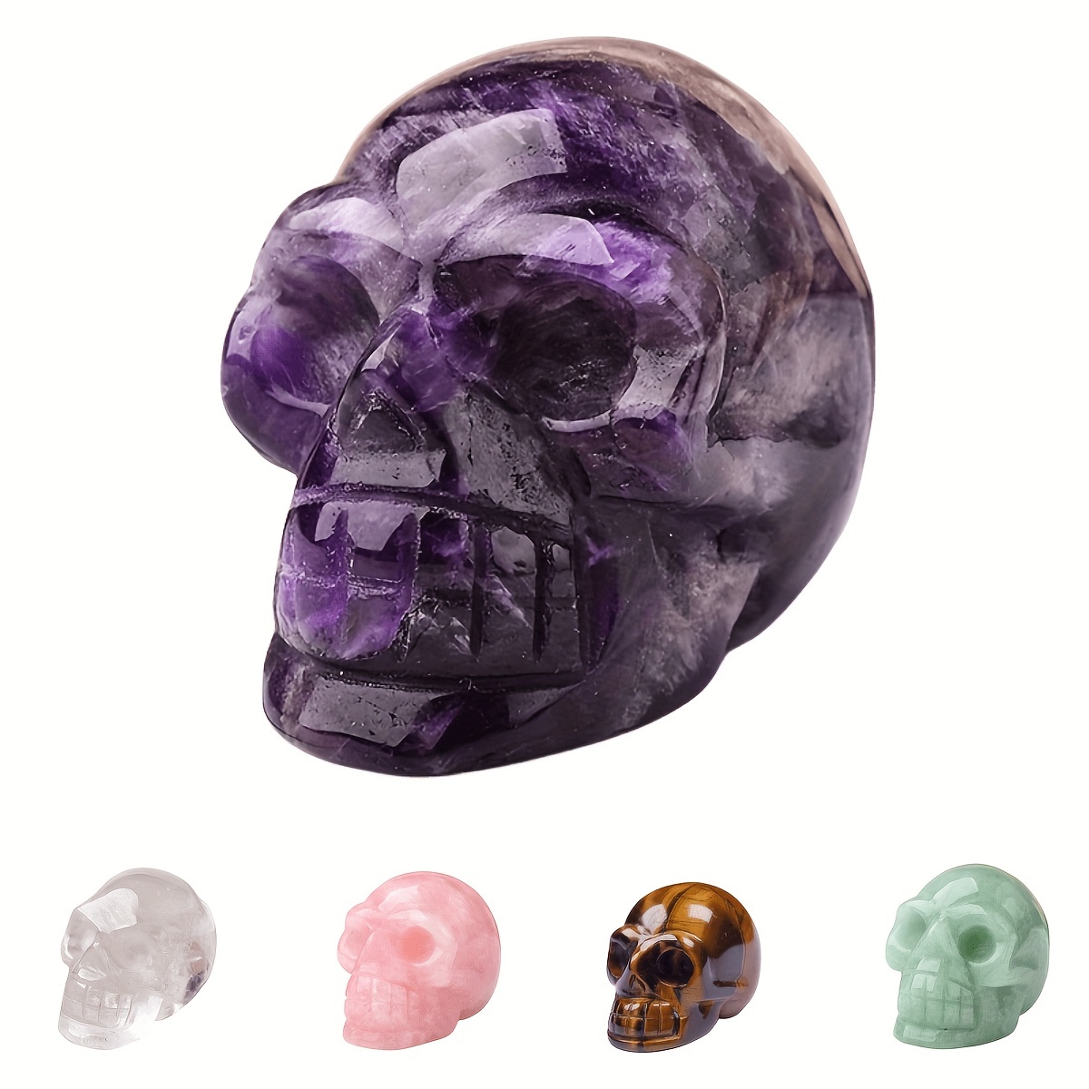Huge 5.0 Purple white jade Carved Crystal Skull,Super Realistic, Crystal  Healing