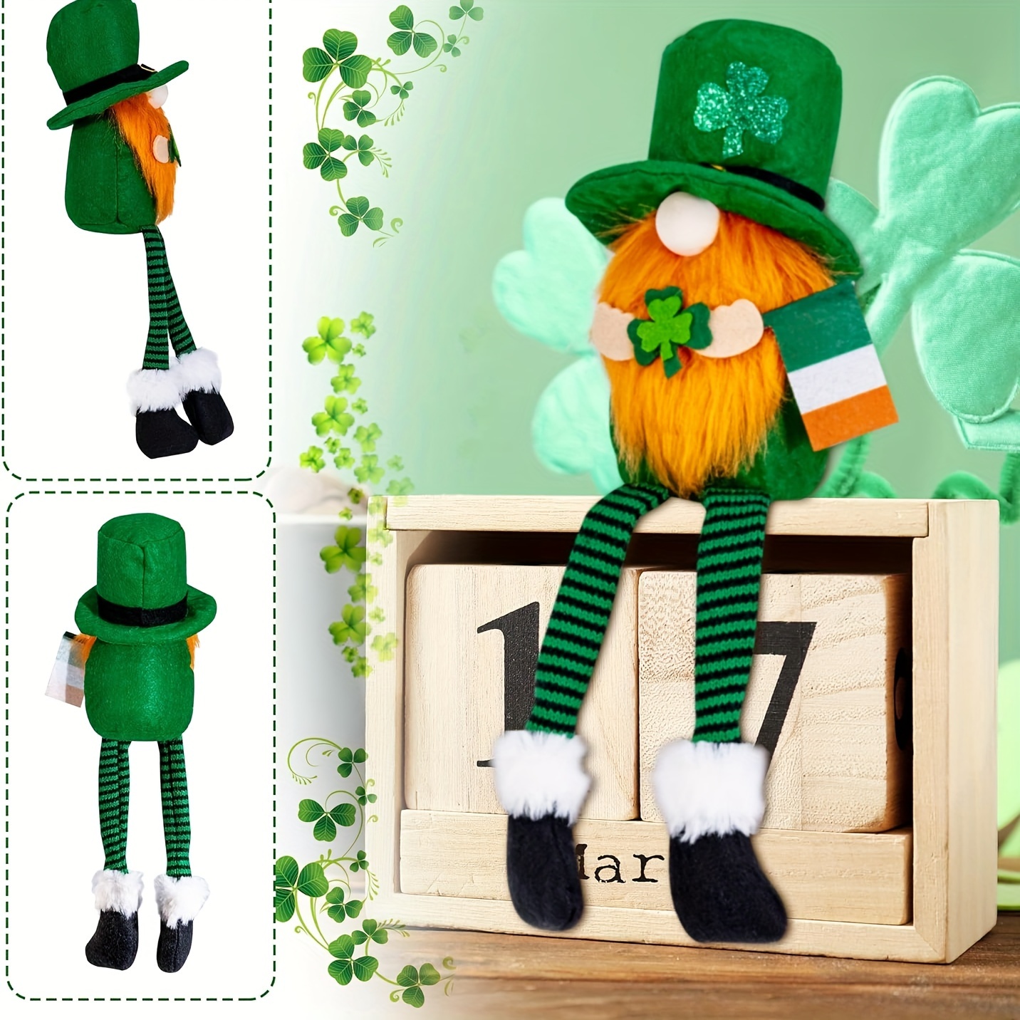 Ramiter Irish Festival Green Plush Decor Plush Doll Irish Festival Figurine  Home Table Ornaments Cute Doll 