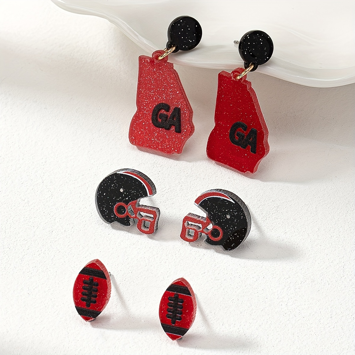 Game Day Earrings for Women, Acrylic Football Earrings Game Day