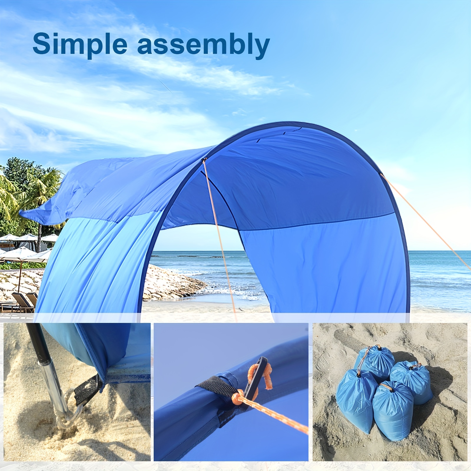 1pc Large Beach Tent For 4 6 Adults Uv Protection Sun Shelter For Camping  Picnics And Outdoor Activities Easy Set Up And Portable Design, High-quality & Affordable
