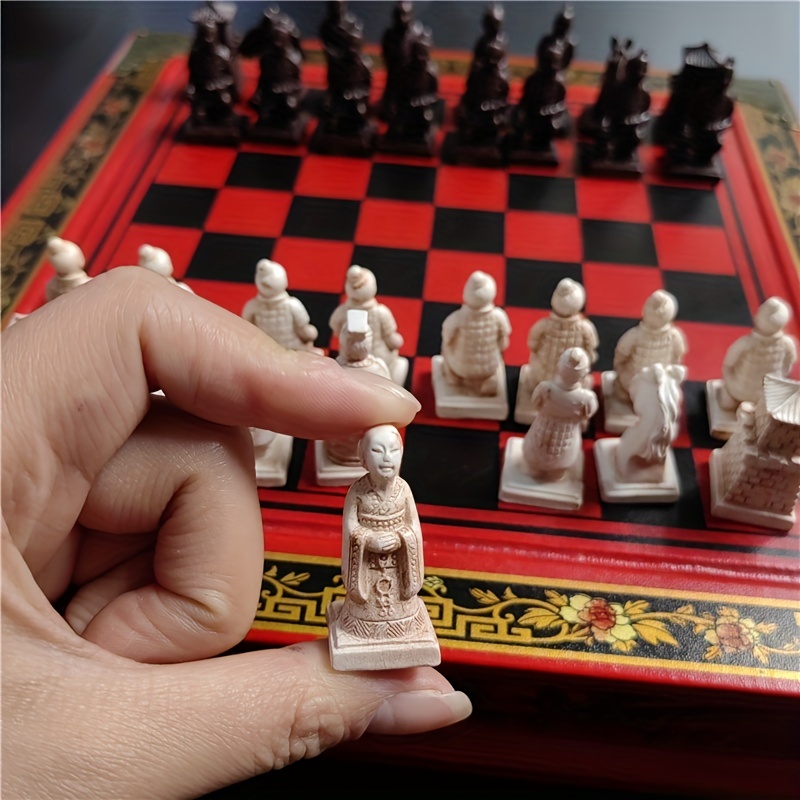 Jogo de xadrez chinês figuras tridimensional figura xadrez de três reinos  romance portátil para casa pai-filho ternos - AliExpress