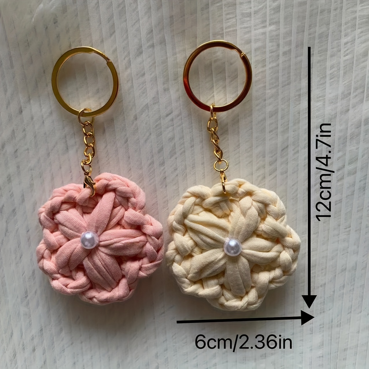 Handmade Knitted Flower Keychain Keyring For Women Girl