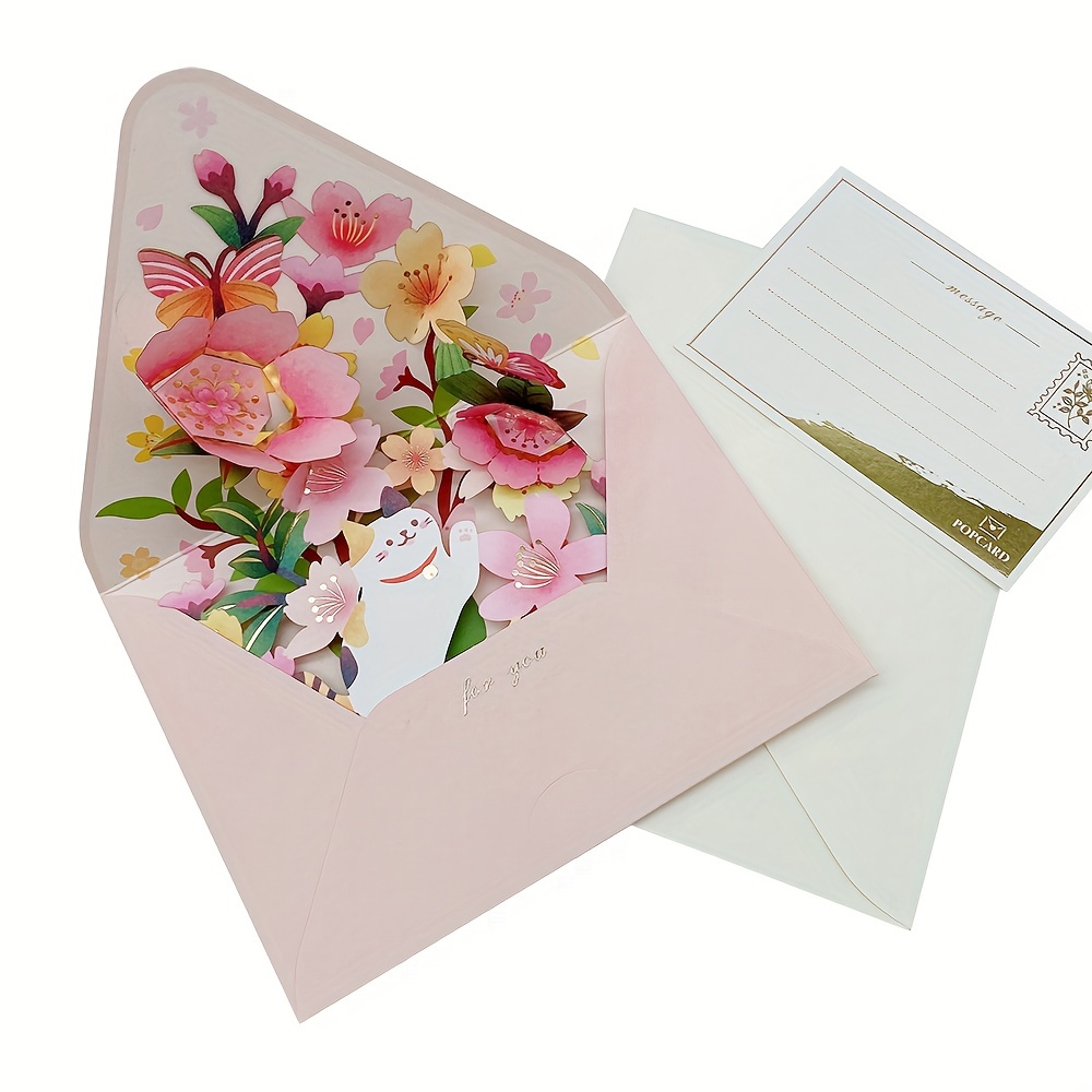 Carte de bouquet de fleurs pop-up en papier 3D personnalisée, cartes de  remerciement d'anniversaire pour femme, cartes pop-up en papier fraîchement  coupées, panier de fleurs, cadeau de fête des mères pour femme