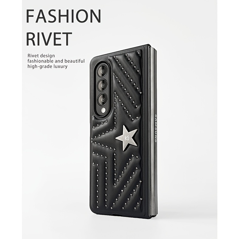 Elegant Luxury Rivet Stars Leather Case - Temu