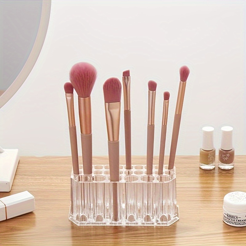 26 Holes Makeup Brush Holder Clear Acrylic Eyeliner Lip - Temu