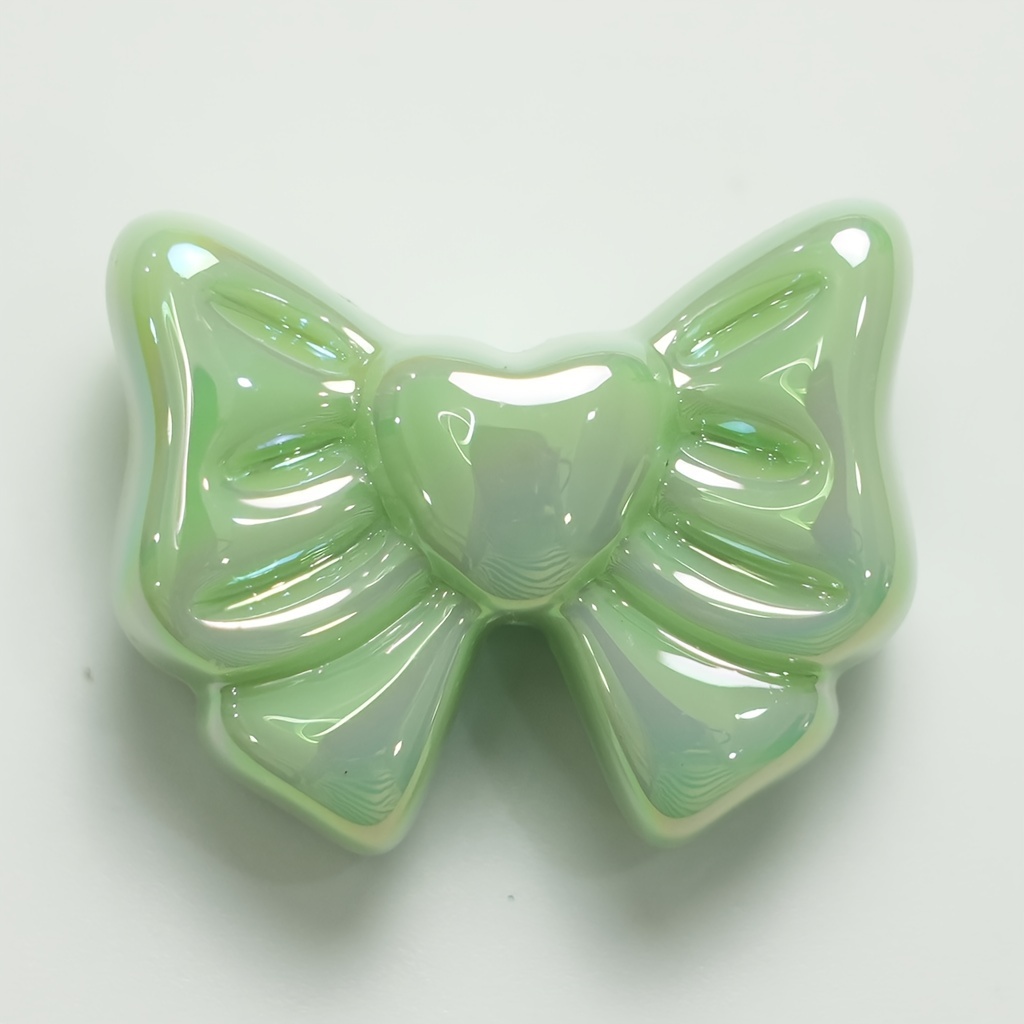 Acrylic Ab Plated Bow Beads Vertical Hole Cream - Temu