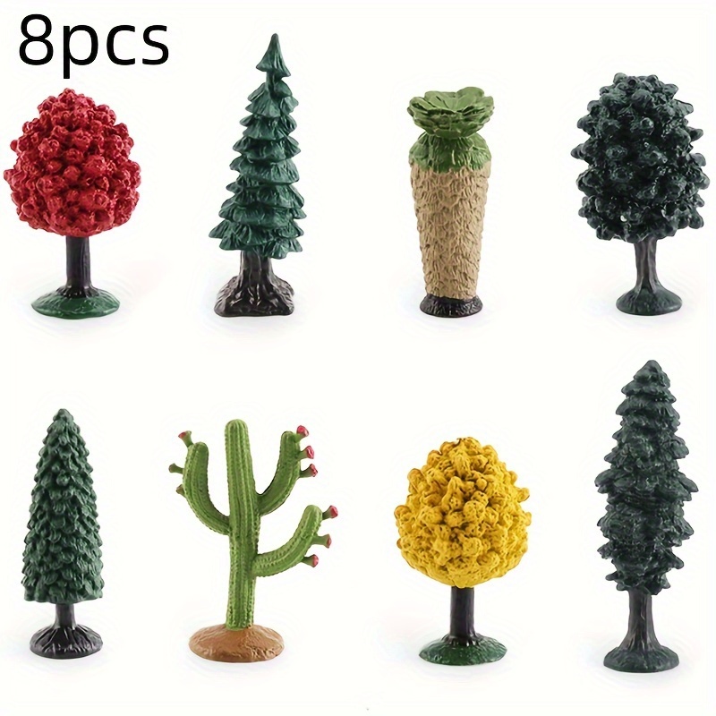 8pcs Simulation Solid Mini Tree Set Desktop Static Ornament Model ...