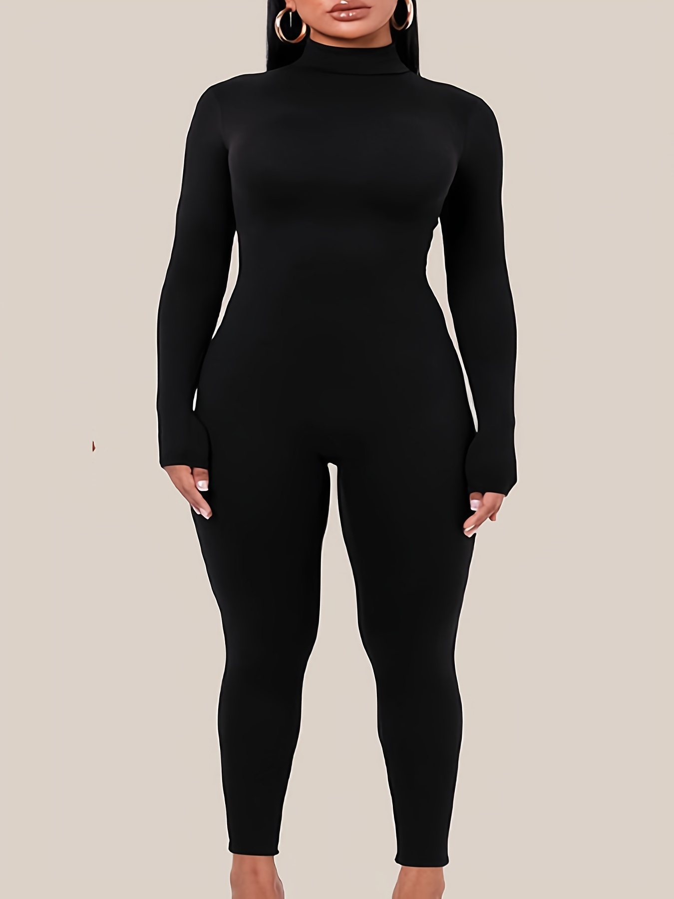 LAOLASI Women's Turtleneck Mock neck Long Sleeve Slim Fit Casual Bodysuit  Jumpsuit : : Clothing, Shoes & Accessories