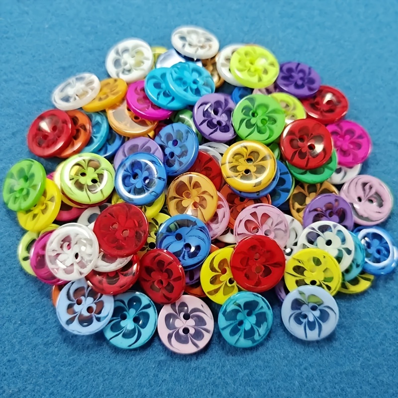 Transparent Flower Buttons Mixed Colors Resin Big Buttons - Temu