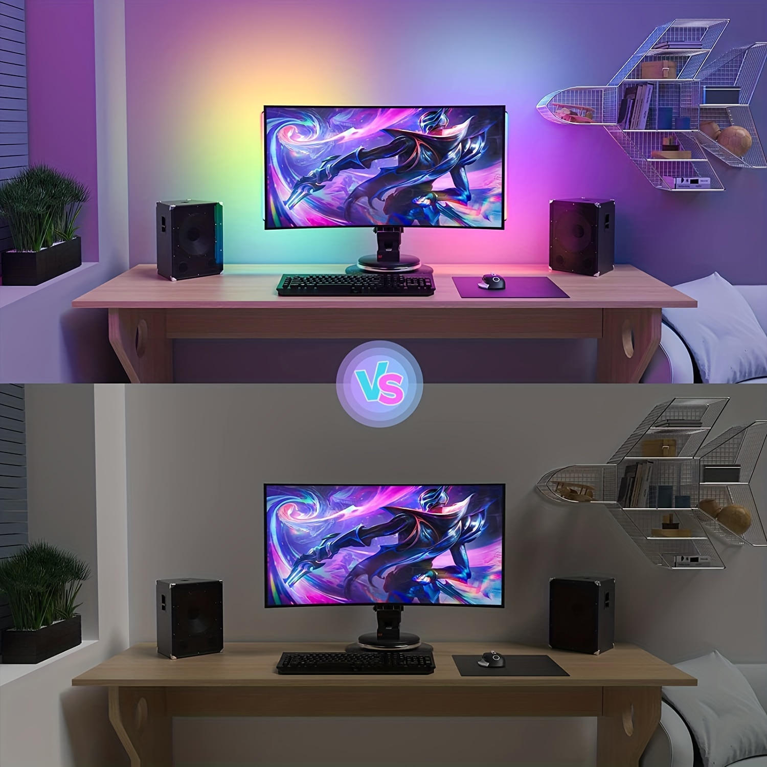 Jhdril Under Monitor Light Bar, Rgb Gaming Lights For Gaming Setup