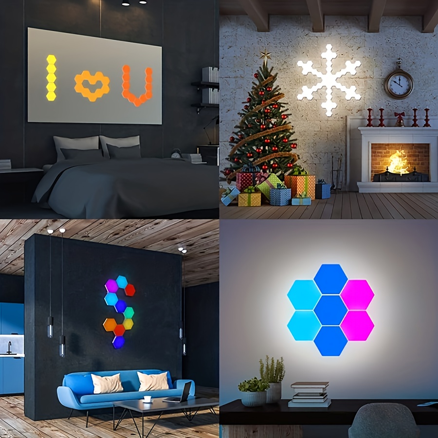 Led Hexagon Lights Remote Controlled Rgb Led Wall Lights - Temu