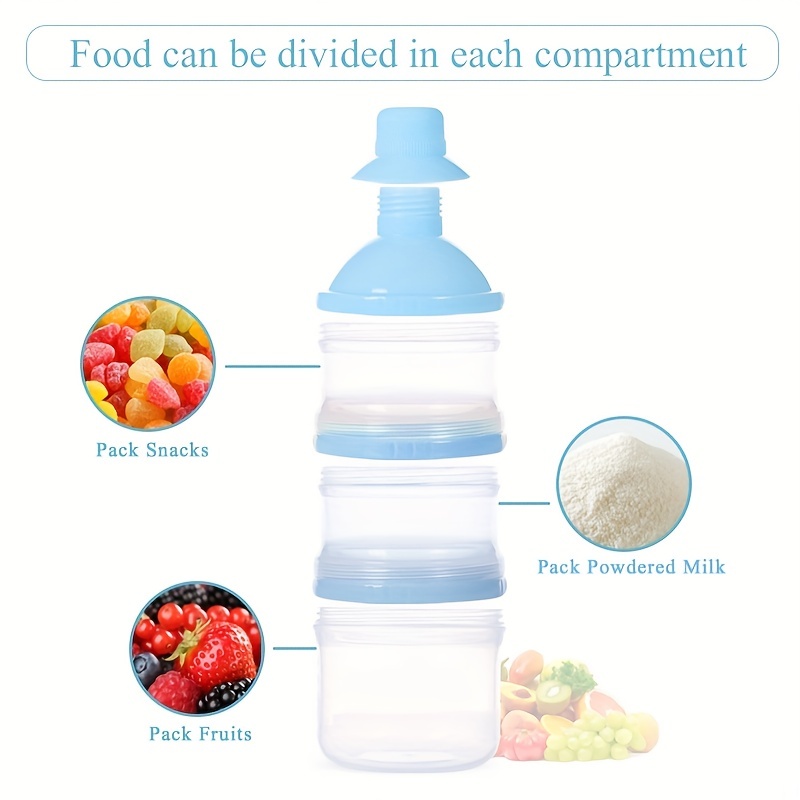 Sealed Milk Box Snack Containers Portable PP Snacks Cup Double Compartment  Snack Storage Food Storage Baby Formula Dispenser for Infant Pink Large 