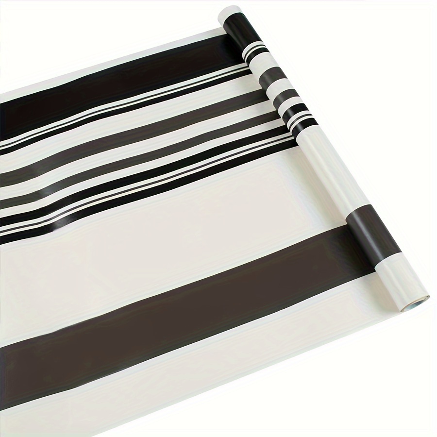 Self adhesive Wallpaper Black And White Striped Contact Temu United