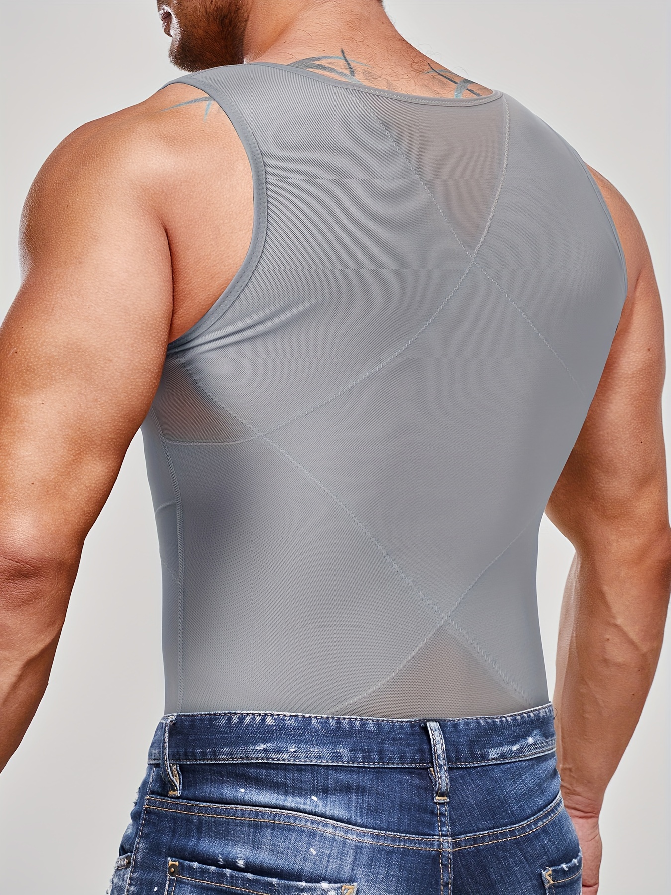 OLSIC Men Compression Shirt Slimming Body Shaper Vest Tummy Control  Shapewear Abdomen Undershirt Gym Workout Tank Top(Black)