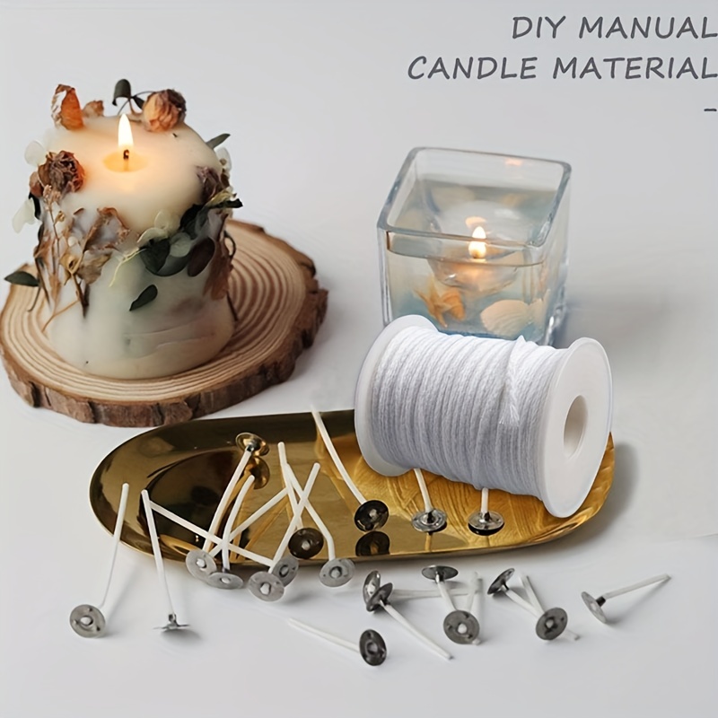 1 Set Candle Wick Roll, 24 Strands Candle Wicks Natural Cotton Candle Wick  Spools And 100 Metal Candle Wicks Fixed Labels For Candle DIY Craft Candle