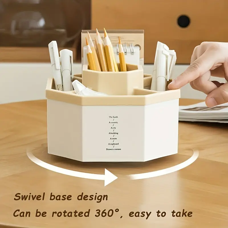 360° Rotating Pen Holder: Large Capacity Pencil Storage Box - Temu