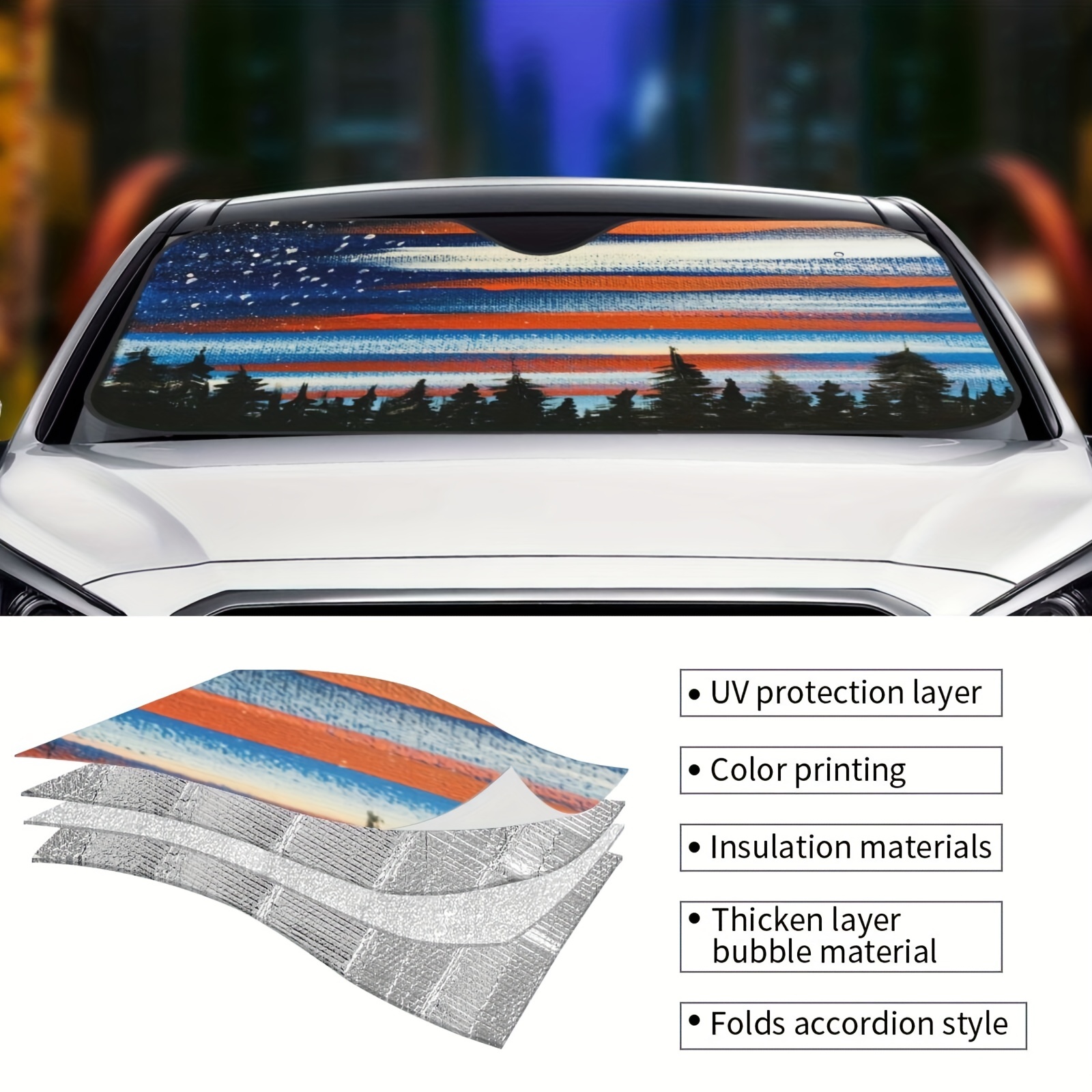1pc Windschutzscheiben-Sonnenschutz - Faltbarer Autosonnenschutz Passt  Leicht Auf SUV- Und LKW-Fahrzeuge - UV-Strahlen-Blocker Hält Ihr Fahrzeug  Kühl