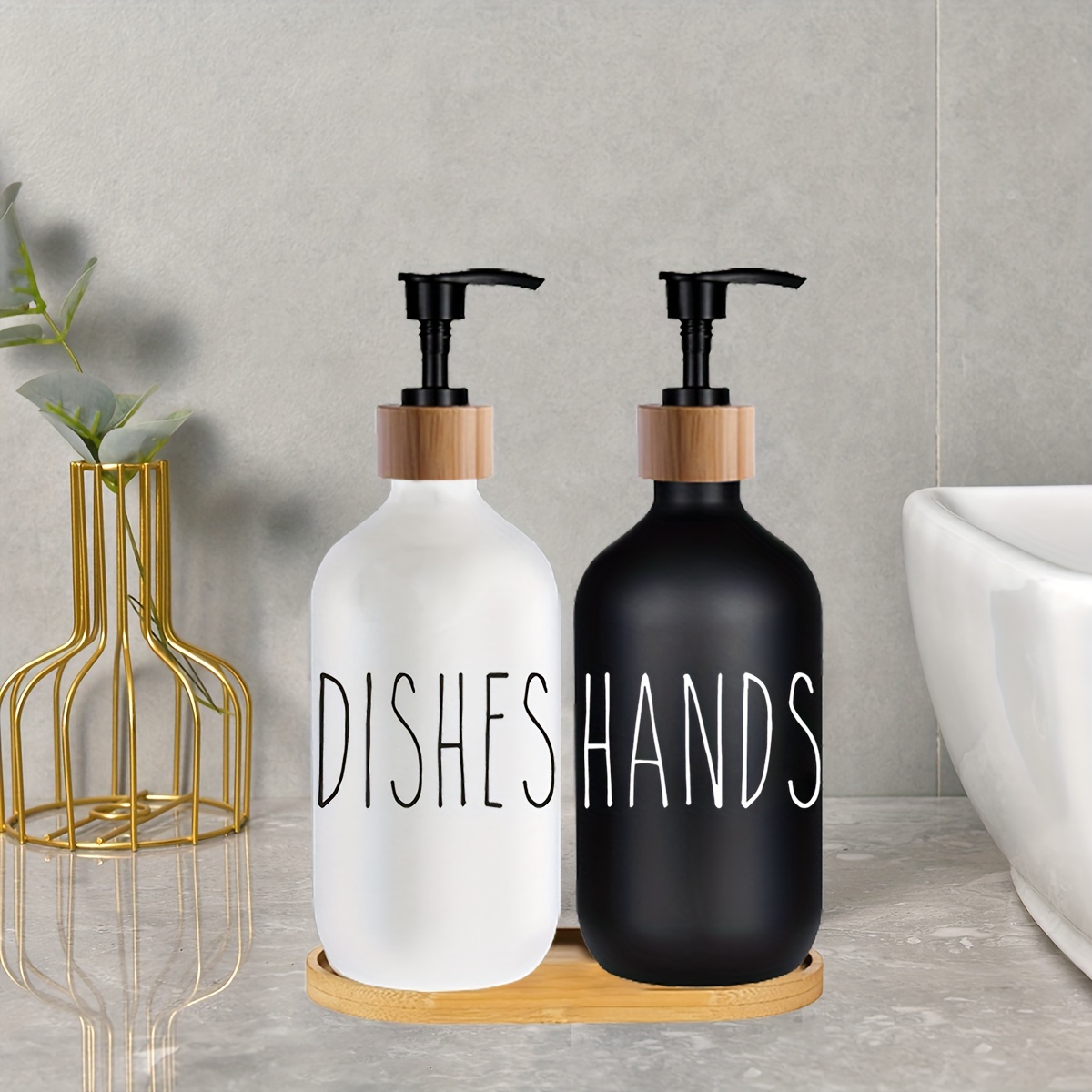 Lot de 2 500ML) Ensemble de distributeur de savon pour les mains et la  vaisselle de cuisine - flacon distributeur avec flacon distributeur de  pompe - liquide vaisselle, lavage des mains, vaisselle, s