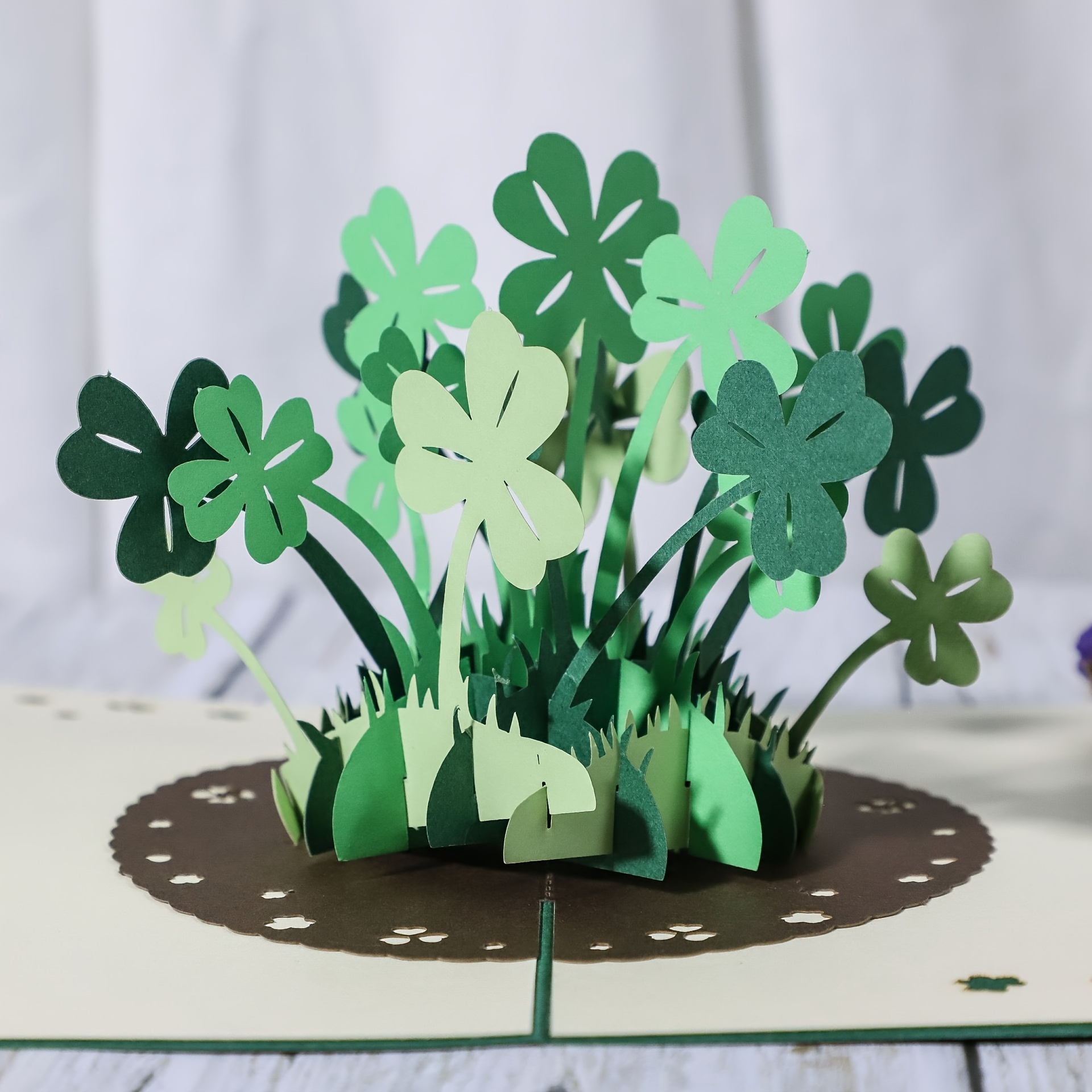 

1pc Three-leaf Clover Pop Up Card St. Patrick's Day, Cute, Lucky, Four-leaf, Suitable For All Occasions, Clover, Birthday Card