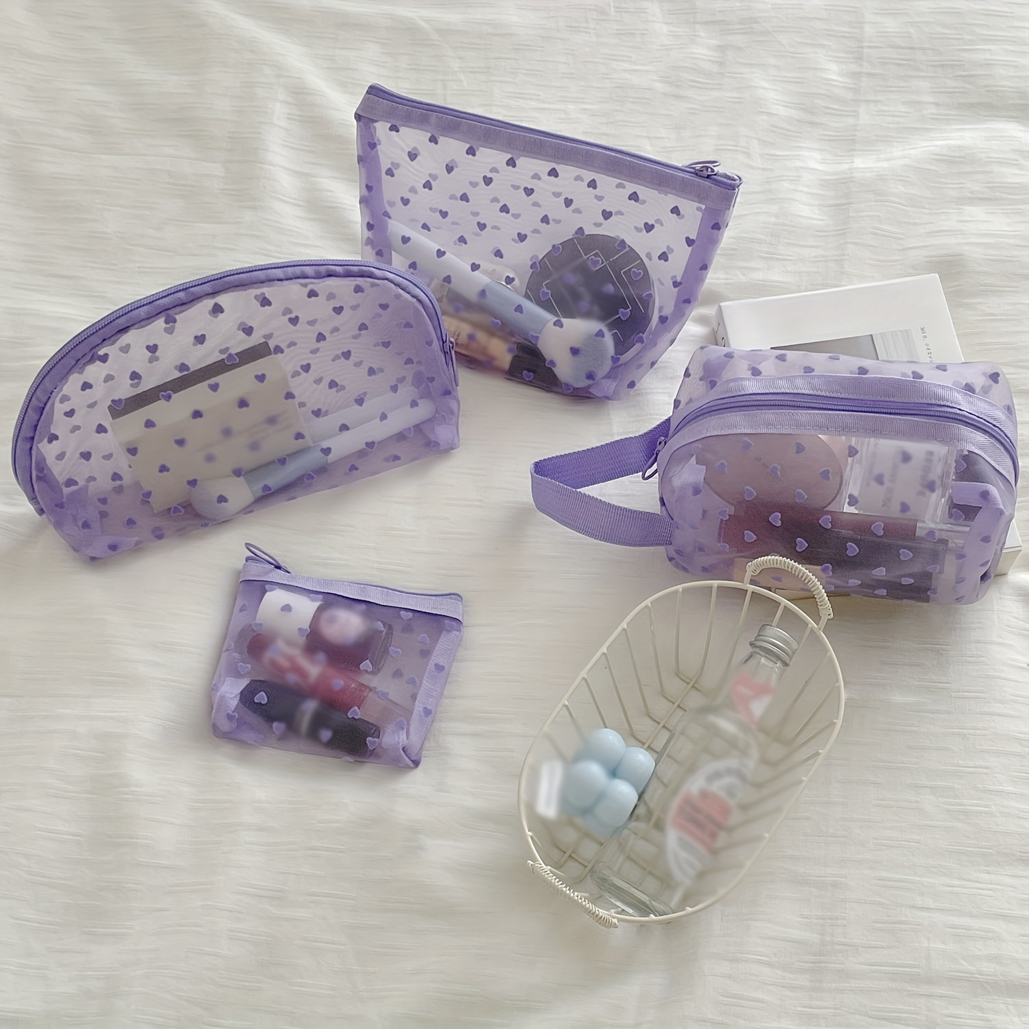 Mesh Pouch Make Up Bag With Zipper Cosmetic Organizer Pouch - Temu